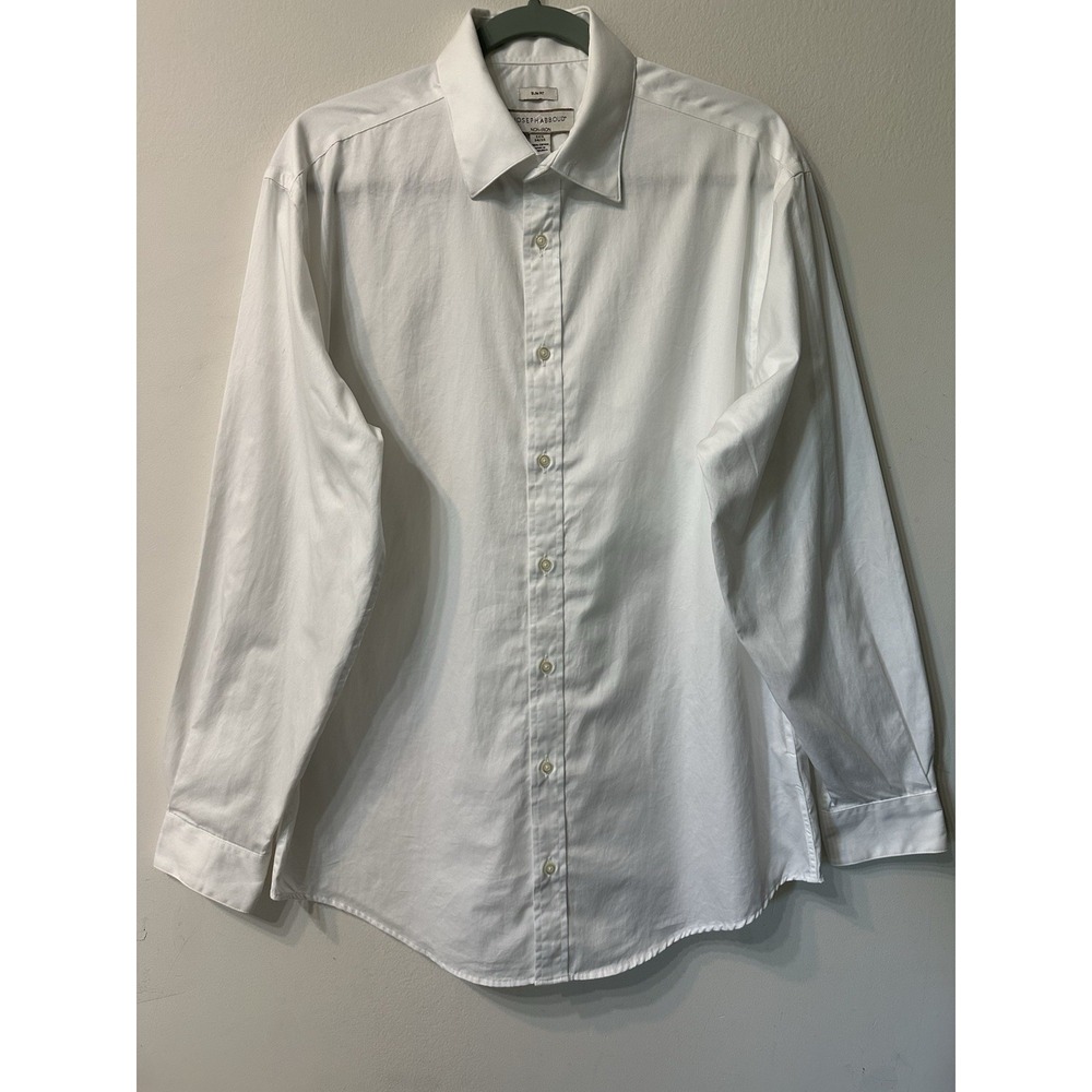Joseph Abboud Non Iron White Dress Shirt Size 44 Mens 16.5 Neck Slim Fit Cotton